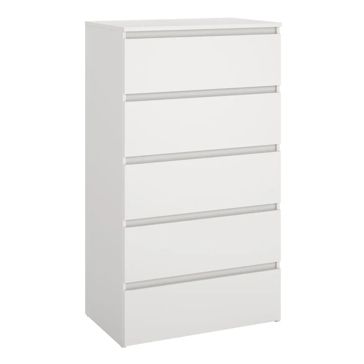 Maise kommode H:114 x B:65 x D:41 cm med 5 skuffer i hvid. Uden emballage / Mindre skader - se produktbeskrivelse (OUB12278)
