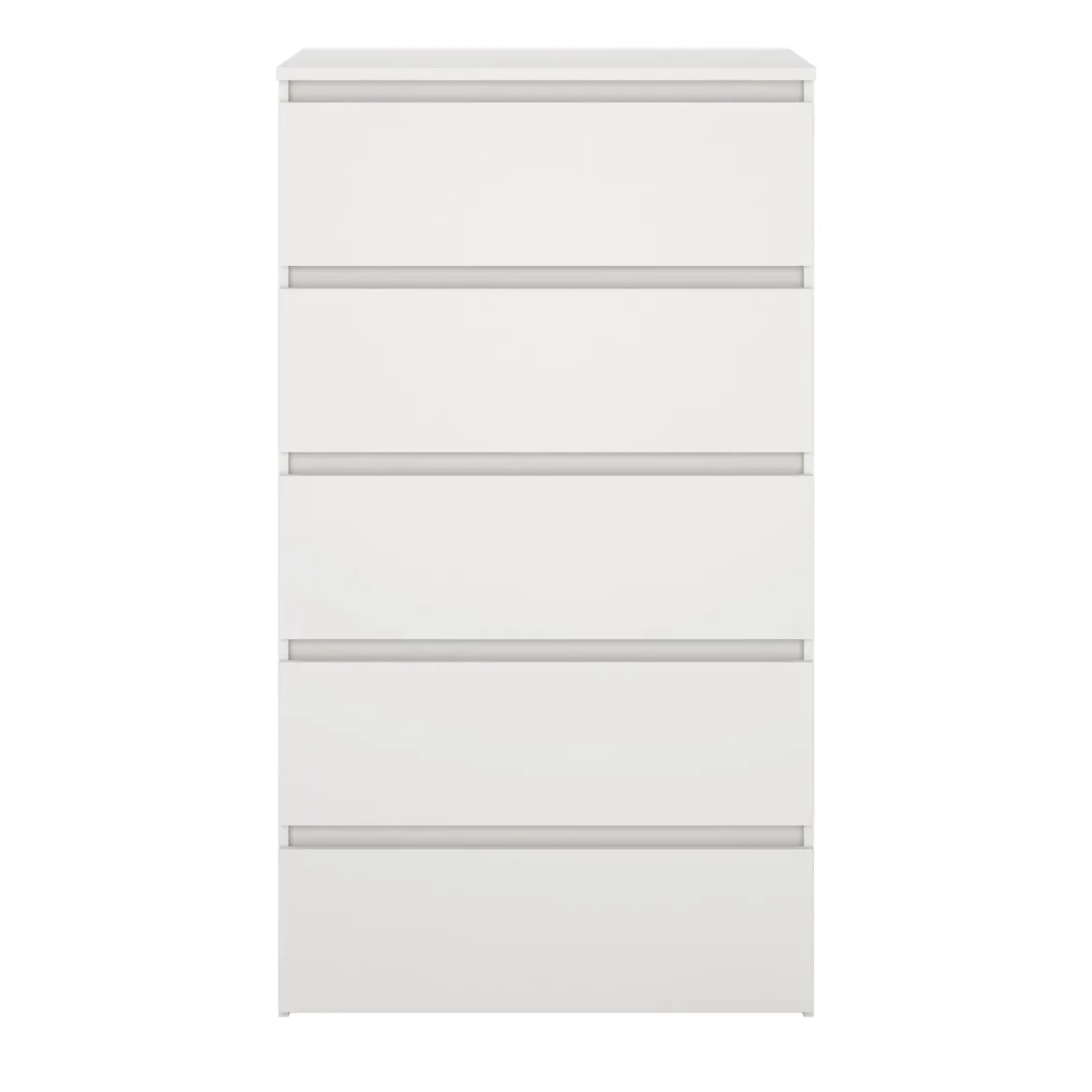 Maise kommode H:114 x B:65 x D:41 cm med 5 skuffer i hvid. Uden emballage / Mindre skader - se produktbeskrivelse (OUB12278)