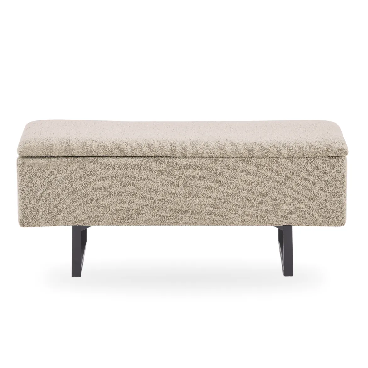 Malika bænk med opbevaring i beige boucle 95x35x40 cm