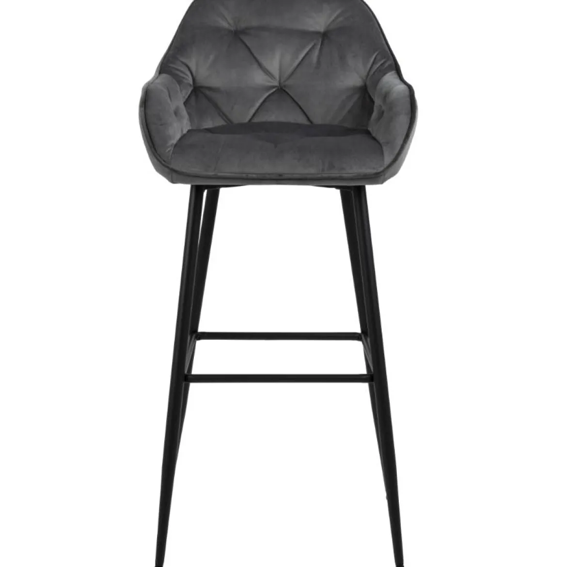 Mario barstol med ryglæn - Grå velour 65 cm