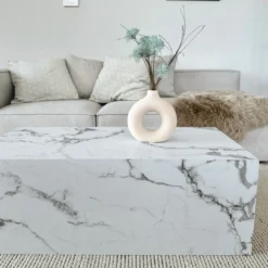 Maxine sofabord hvid marmor look 90x50 cm