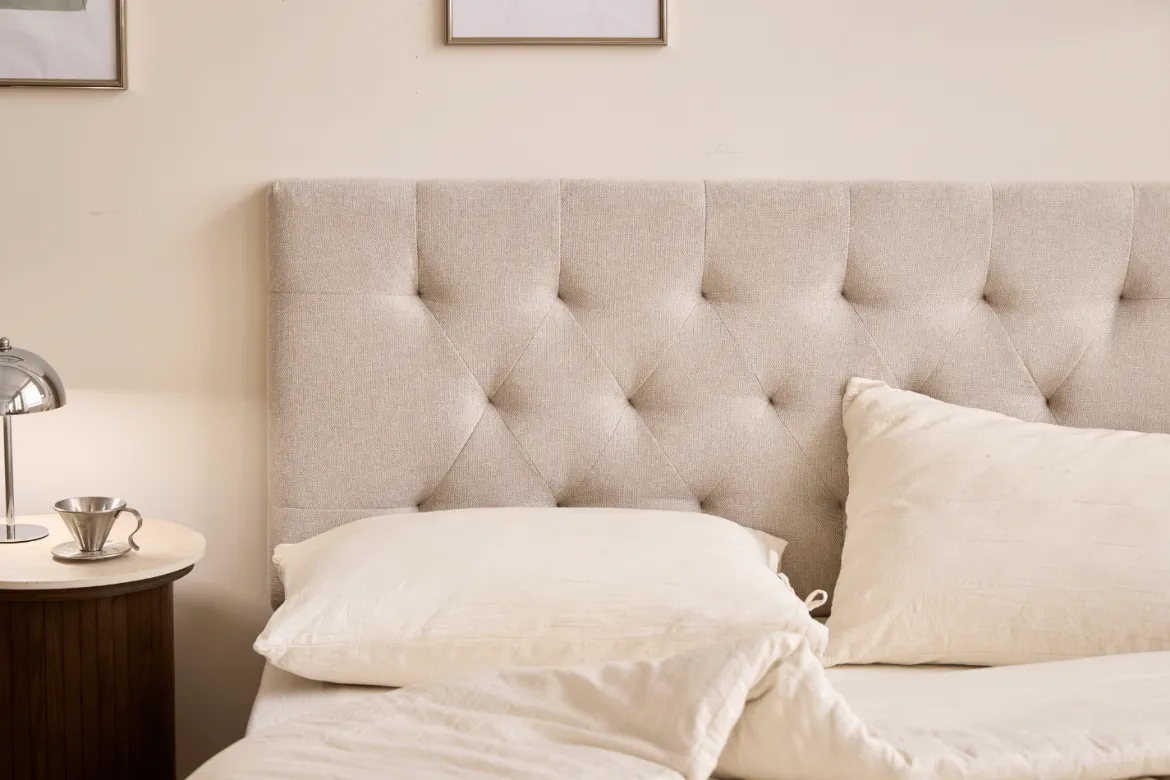 Nia sengegavl 140x63 cm i beige tekstil
