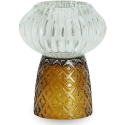 Nori glas fyrfadsstage amber/grå 13,5 cm
