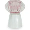 Nori glas fyrfadsstage lyserød/klar 13,5 cm