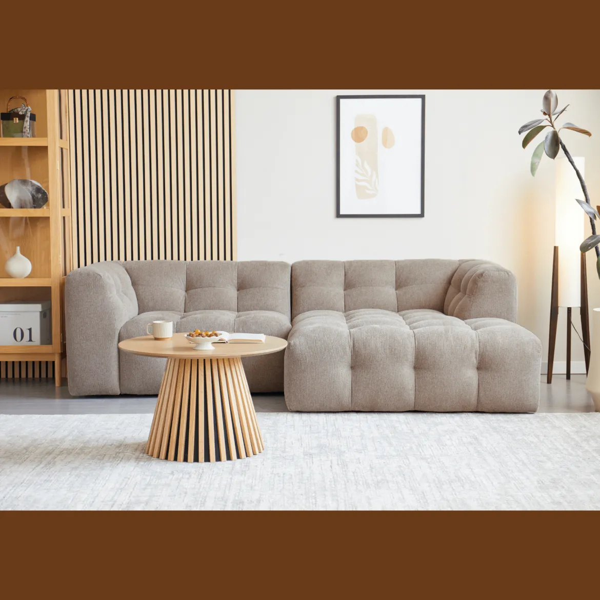 Poppy chaiselong bubble sofa sand - venstrevendt