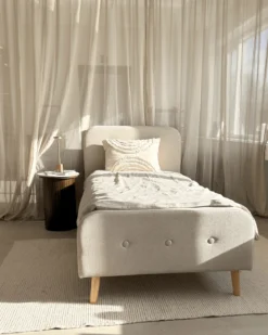 Premium Christian seng i beige 90x200 cm inkl. sengelameller og madrasser