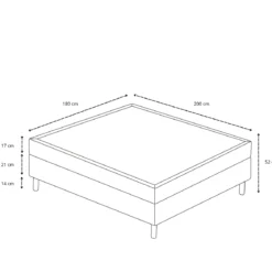 Premium Kontinentalseng i beige 180x200 cm med 7 cm topmadras i memoryskum inkl. chrome ben