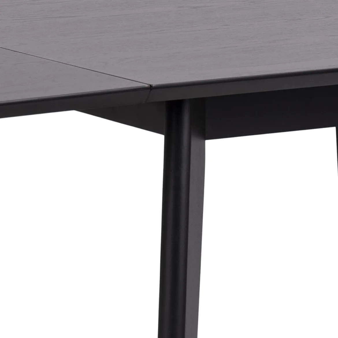 Rickie - Sort klap ud spisebord med tillægsplade i sortlakeret egefiner - 80/120 x 80 cm