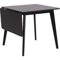Rickie - Sort klap ud spisebord med tillægsplade i sortlakeret egefiner - 80/120 x 80 cm