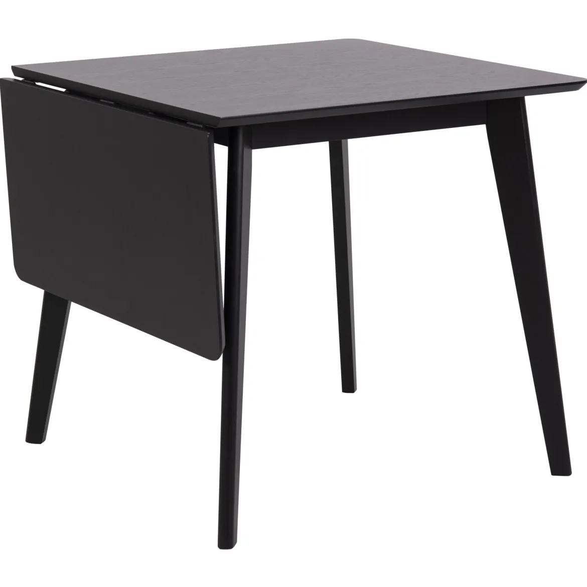 Rickie - Sort klap ud spisebord med tillægsplade i sortlakeret egefiner - 80/120 x 80 cm