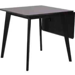 Rickie - Sort klap ud spisebord med tillægsplade i sortlakeret egefiner - 80/120 x 80 cm