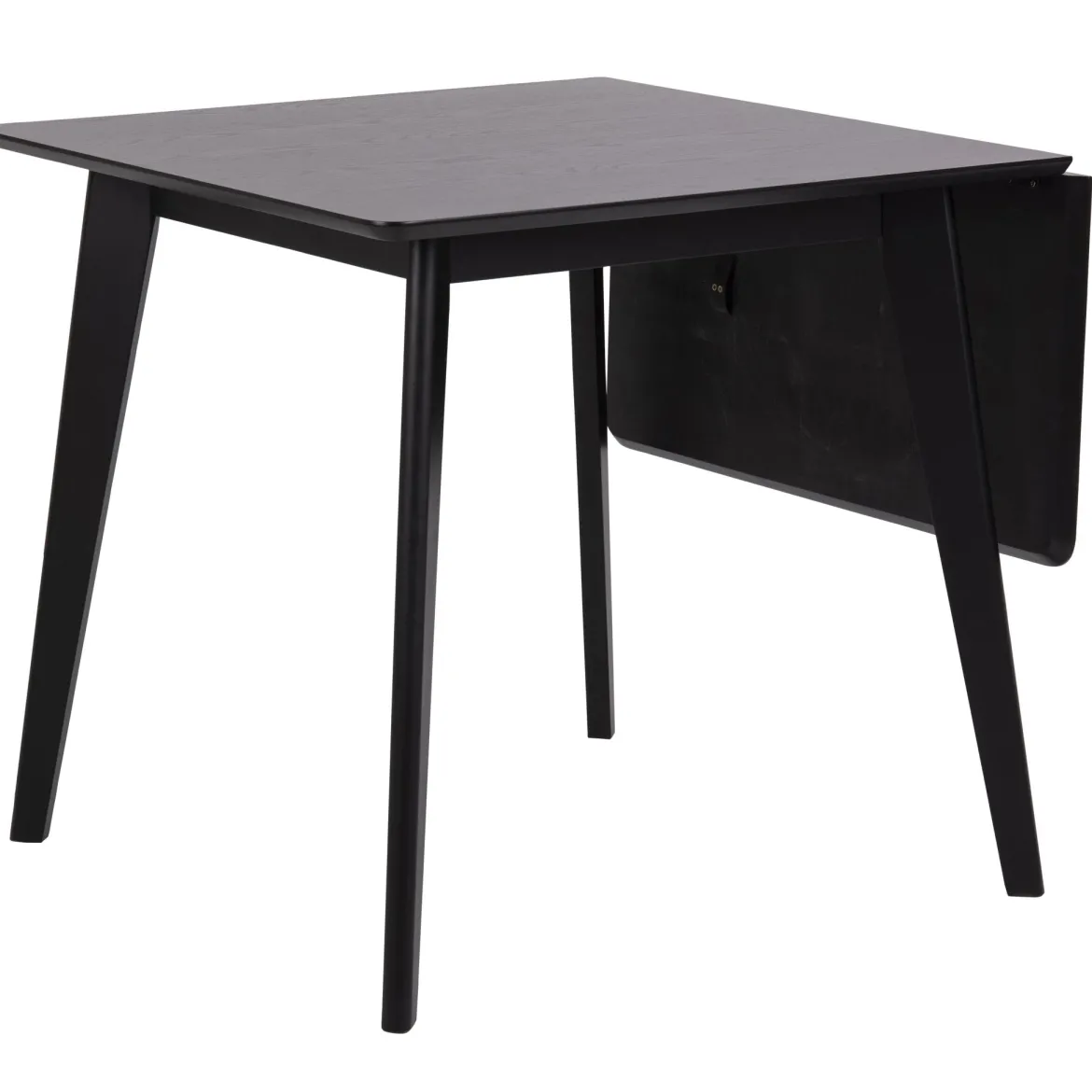 Rickie - Sort klap ud spisebord med tillægsplade i sortlakeret egefiner - 80/120 x 80 cm