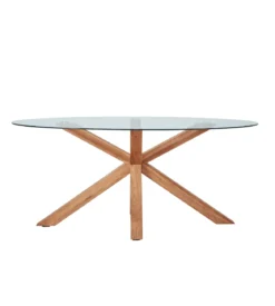Sidney - Glas spisebord med ben i massiv egetræ 175x90 cm