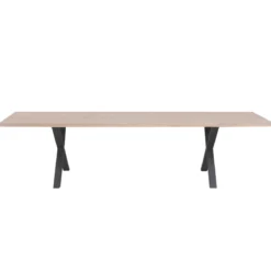 Susan plankebord - 300x95 cm - i hvidolieret eg med krydsben - (Forberedt til tillægsplader)