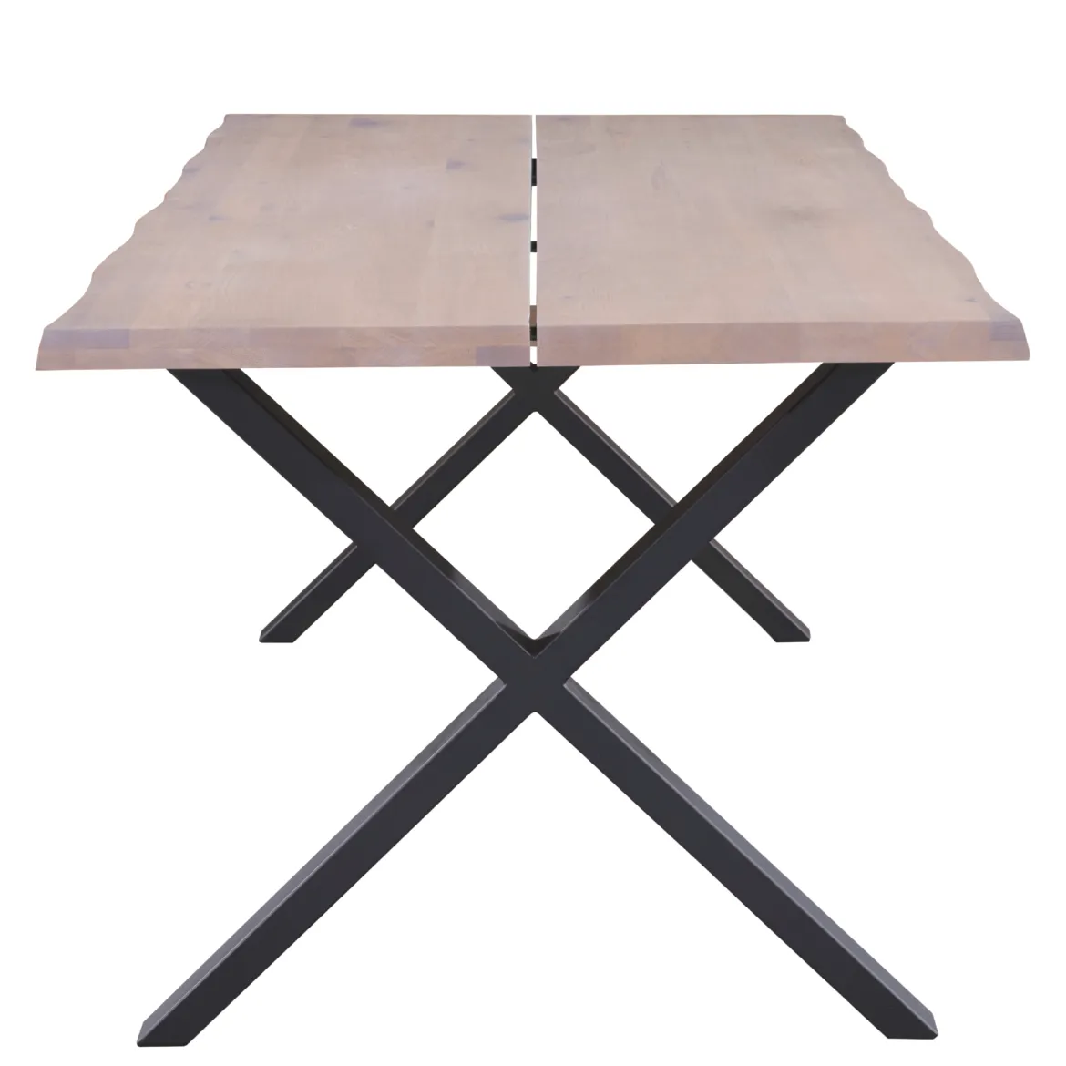 Susan plankebord - 200x95 cm - i hvidolieret eg med krydsben - (Forberedt til tillægsplader)