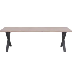 Susan plankebord - 200x95 cm - i hvidolieret eg med krydsben - (Forberedt til tillægsplader)