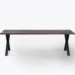Susan plankebord - 240x95 cm - i smoked eg med krydsben - (Forberedt til tillægsplader)