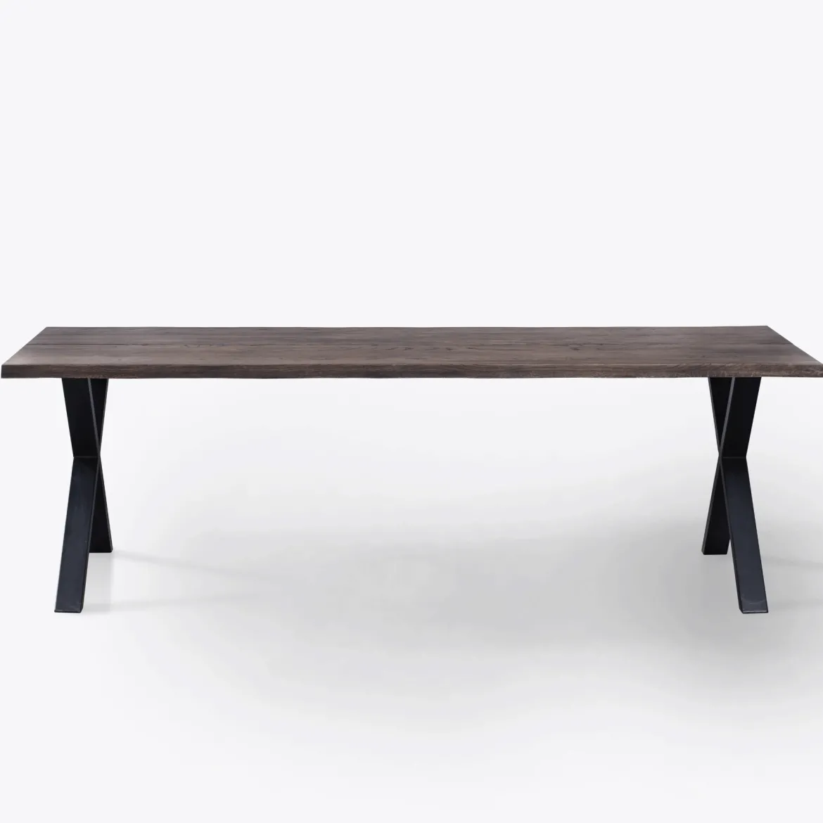 Susan plankebord - 240x95 cm - i smoked eg med krydsben - (Forberedt til tillægsplader)
