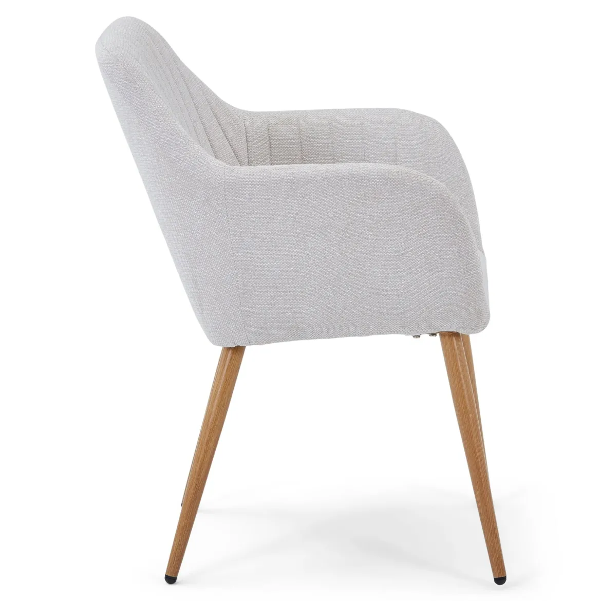 Vanessa spisebordsstol med armlæn - beige tekstil og egelook